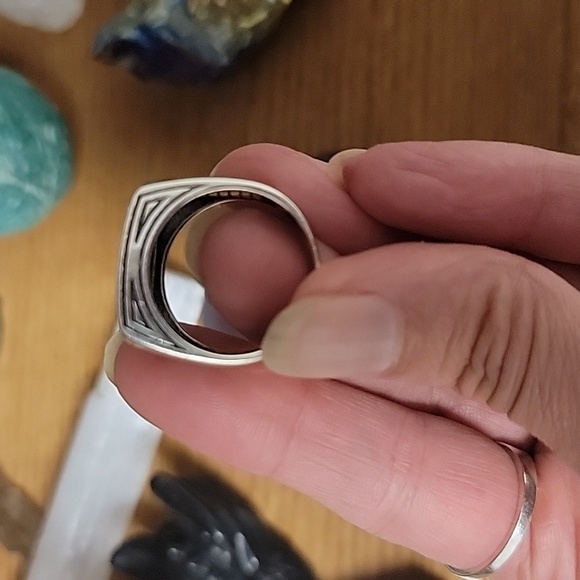 Ring, Men's black onyx sterling silver size 10 - Picture 4 of 5